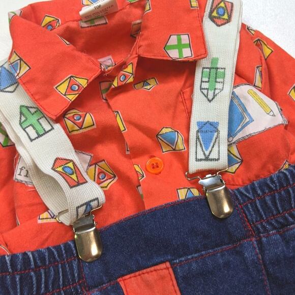 Vintage Sears Outfit Baby Boys Size 3-6m School Overalls - Picture 2 of 5